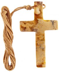 Бурштиновий хрест на воскованій мотузці