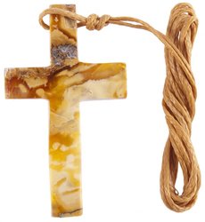 Янтарный крест на воскованной нити