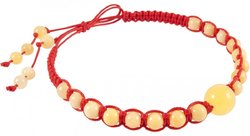 Amulet beads with red thread and light amber balls