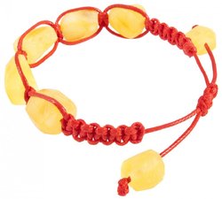 Amulet bracelet with red thread and light polished amber