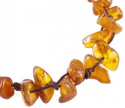 Braided bracelet made of polished amber stones