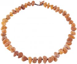 Beads-stones made of polished amber through a knot (medicinal)