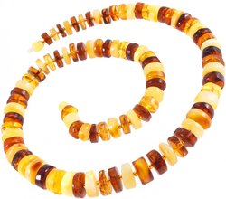 Beads made of multi-colored amber donut stones
