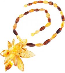Amber beads with “Flower” pendant