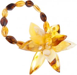 Amber bracelet with Flower pendant