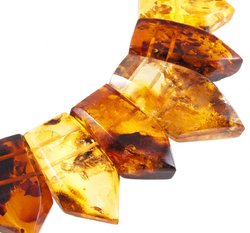 Necklace made of multi-colored multifaceted amber stones “Helen”