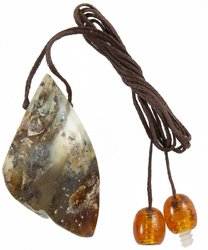 Pendant on a waxed cord “Marble Amber”