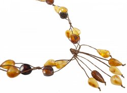 Amber beads on waxed thread