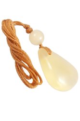 Drop-shaped pendant with stone and amber ball