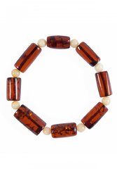 Bracelet with alternating cylindrical stones and amber balls