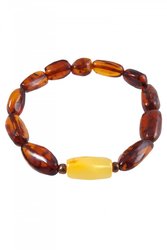 Bracelet made of amber stones “Grapes” with a contrasting insert