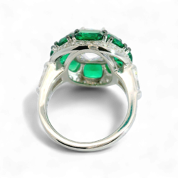 Artificial Emerald and Diamond Ring