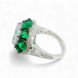 Artificial Emerald and Diamond Ring