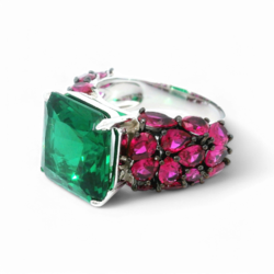 Green and Pink Gemstone Ring