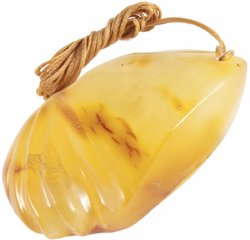 Pendant made of honey amber on a waxed rope