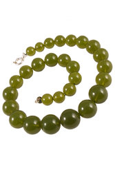 Beads made from green amber beads