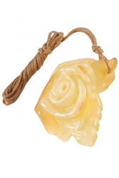 Amber pendant on a wax thread in the shape of a rose