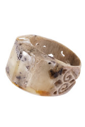 Ring made of deer antler and amber