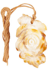 Кулон з бурштину «Троянда» на восконаній мотузці