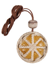 Amulet pendant made of deer antler and amber “Kolovrat” (Ladinets)