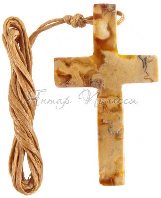 Бурштиновий хрест на воскованій мотузці
