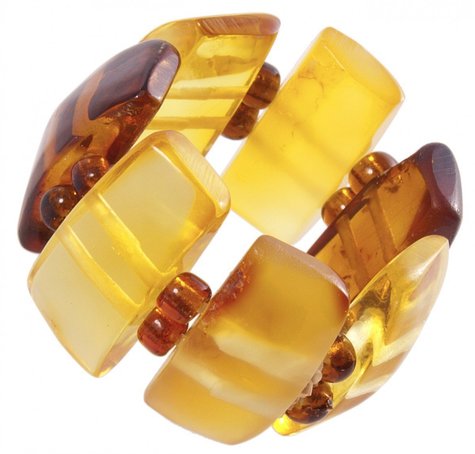 Ring made of polished amber stones