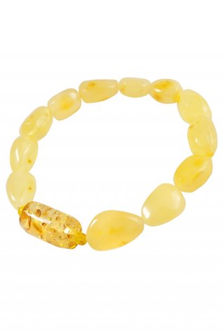 Amber bracelet with stone insert