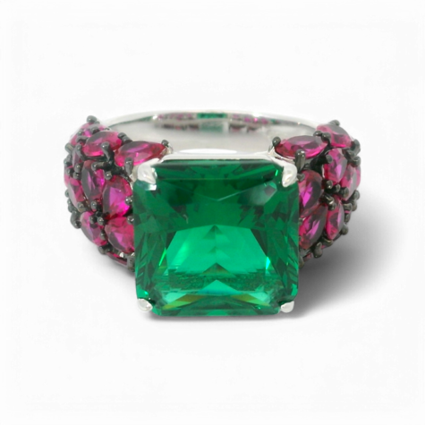 Green and Pink Gemstone Ring