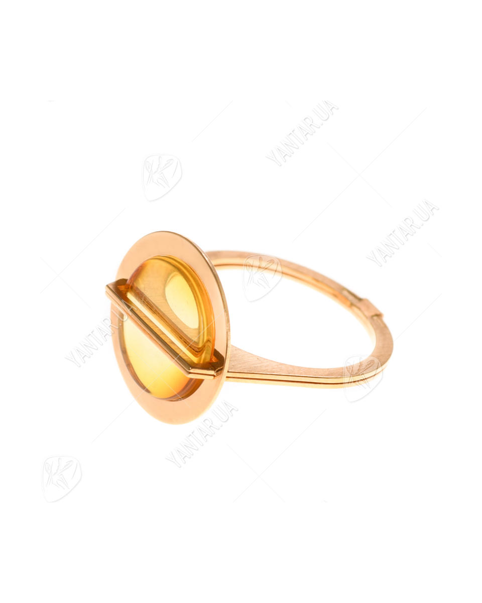 Перстень срібний з бурштином та позолотою «Адела»