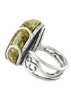 Кольцо с зелено-желтым янтарем «Луиза»