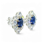 Artificial Sapphire and Diamond Earrings