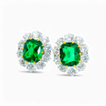Artificial Emerald and Diamond Earrings