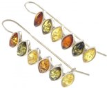 Серьги из серебра и янтаря «Цветная дорожка»