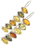 Серьги из серебра и янтаря «Цветная дорожка»
