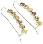Серьги из серебра и янтаря «Цветная дорожка»