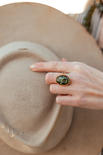Silver ring with green amber "Silvia"