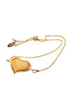 Серебряный браслет с позолотой и янтарем «Сердце»