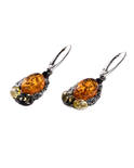 Silver earrings with amber "Marsia"