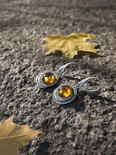 Silver earrings with amber “Aria”
