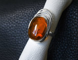 Срібний перстень з бурштином «Родос»