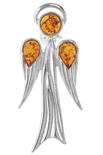 Серебряная брошь с янтарем «Ангел»
