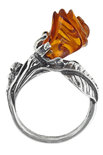 Серебряное кольцо «Янтарная роза»