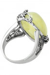 Срібний перстень зі світлим бурштином «Цвіт сакури»