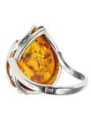 Серебряное кольцо с камнем янтаря «Символ бесконечности»