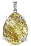 Amber drop pendant in a silver frame "Balmora"