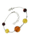 Silver bracelet with amber balls “Kira”