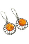 Silver earrings with amber “Scarlet”
