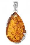 Серебряный кулон с камнем янтаря «Полет бабочек»