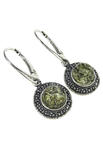 Earrings made of blackened silver with amber “Wheel of Fortune”