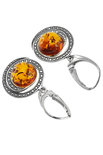 Silver earrings with amber “Aria”